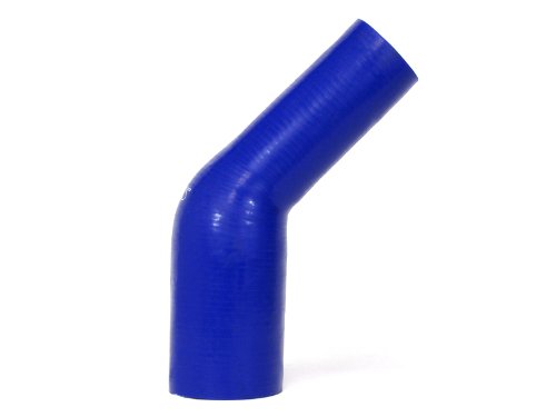 Hps Htser45-125-150-Blue Silicone High Temperature 4-Ply Reinforced 45 Degree Elbow Reducer Coupler Hose, 75 Psi Maximum Pressure, 4 Leg Length On Each Side, 1-1/4 > 1-1/2 Id, Blue