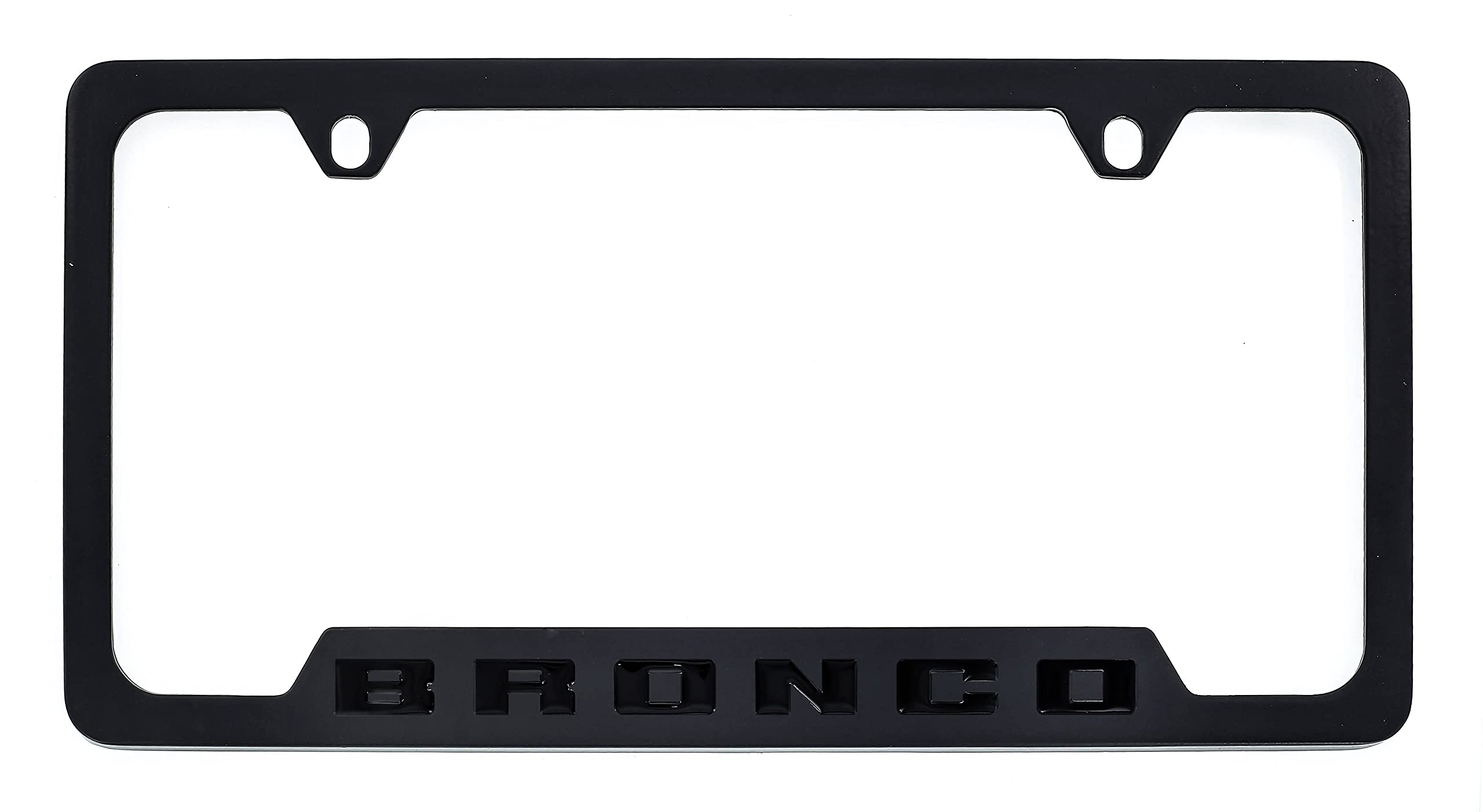 Ford Bronco Metal License Plate Frame Tag Holder - Black With Black