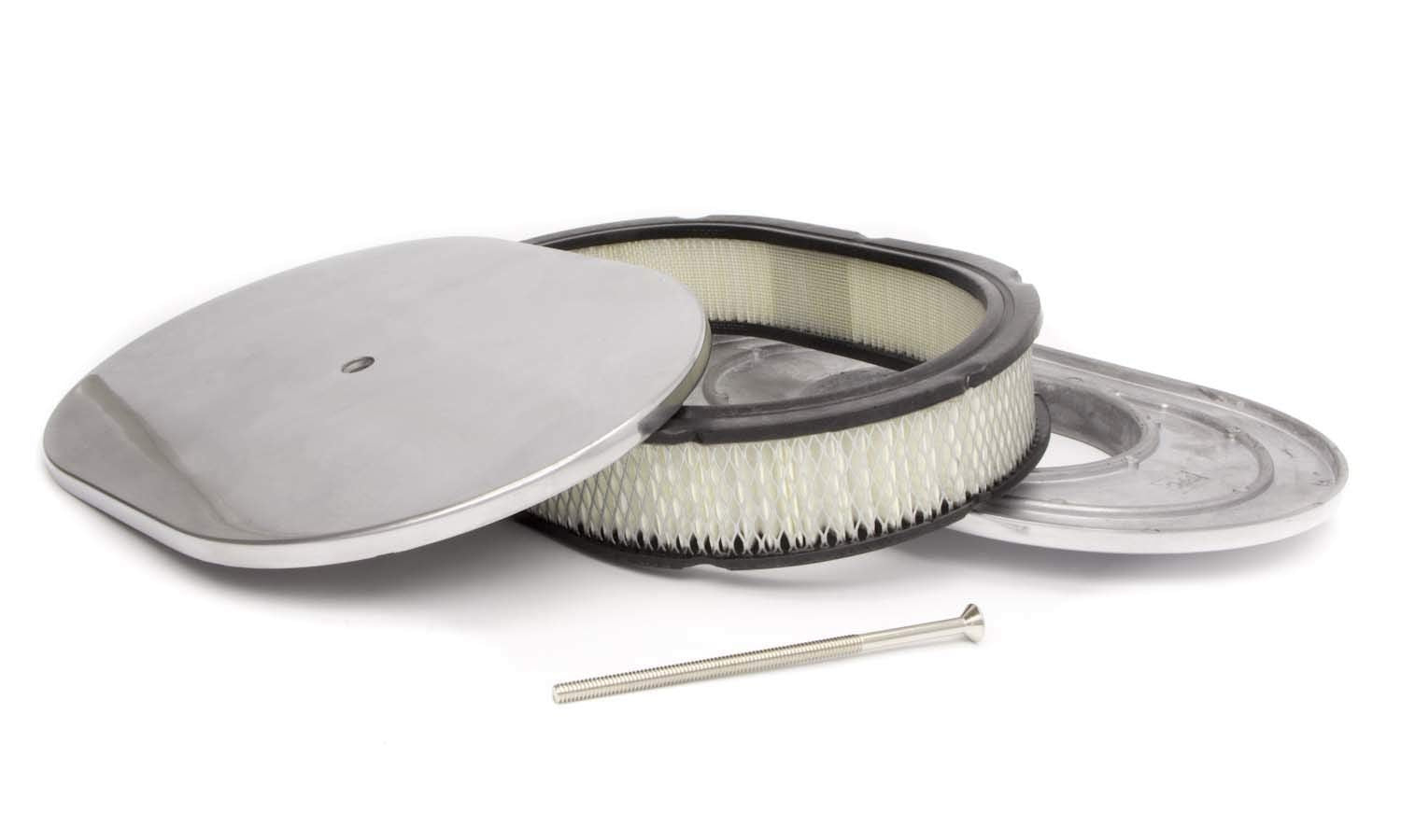 Racing Power Company R6020-1 12 X 2 Oval Plain Polished Aluminum Air Cleaner
