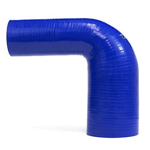 Hps Htser90-100-138-Blue Silicone High Temperature 4-Ply Reinforced 90 Degree Elbow Reducer Coupler Hose, 75 Psi Maximum Pressure, 4 Leg Length On Each Side, 1 > 1-3/8 Id, Blue