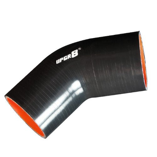 Upgr8 Universal 4-Ply High Performance 45 Degree Elbow Coupler Silicone Hose (3.0(76Mm), Black)