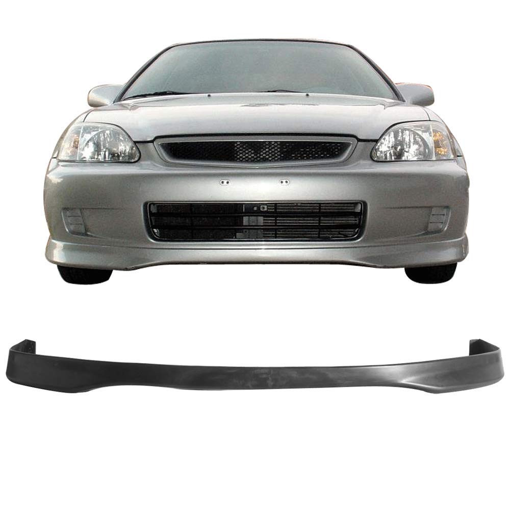 Freemotor802 Front Bumper Lip Splitter, Fits 1999-2000 Honda Civic, Type-R Style Unpainted Black Pp Air Dam Chin Spoiler Underbody Front Lip Spoiler Lower Guard Protector Styling Trim