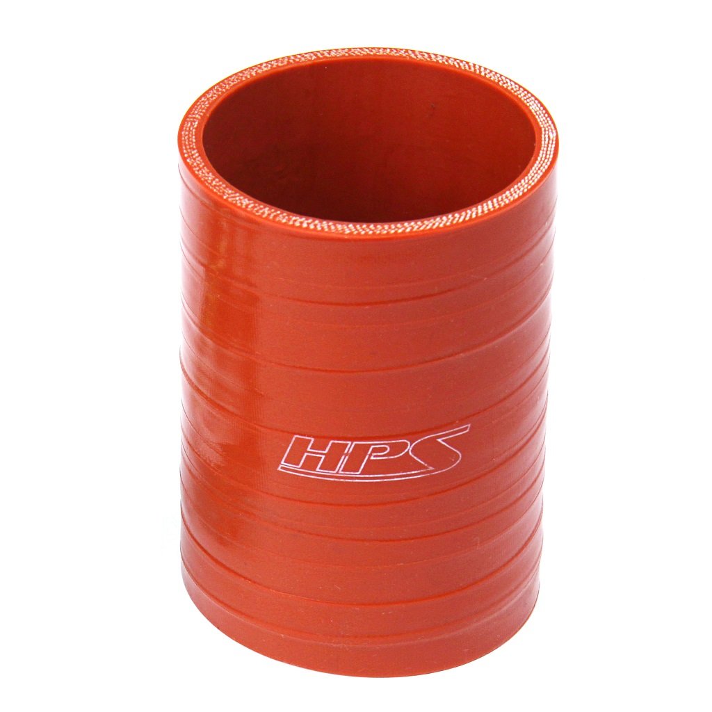 Hps Sc-200-L4-Hot Ultra High Temperature 4-Ply Aramid Reinforced Straight Coupler Hose, 4 Length, 2 Id, 2.41 Od, 85 Psi, Silicone, Orange