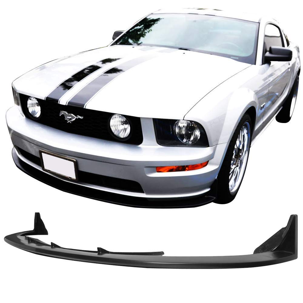 Freemotor802 Front Bumper Lip Splitter, Compatible With 2005-2009 Ford Mustang V8 Models, Cv 3 Style Unpainted Black Pu 1Pc Air Dam Chin Spoiler Underbody Front Lip Spoiler Lower Guard Protector