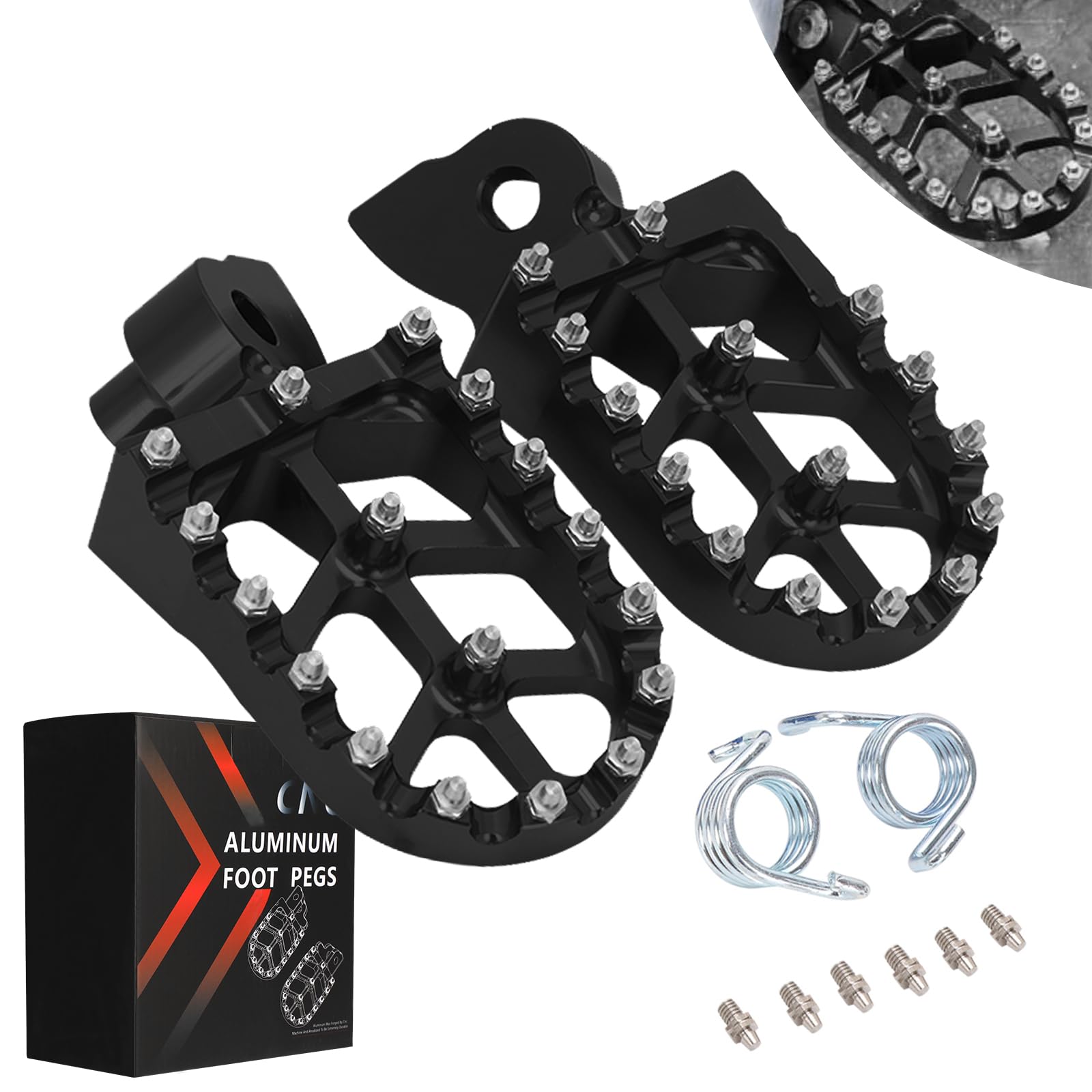 Jfg Racing Dirt Bike Foot Pegs,Cnc Rest Pedal Footpegs For Yz65 18-23/Yz85 02-23/ Yz125 97-23/Yz250 98-23/Yz250F Wr250F 01-23/Yz450F Wr450F 03-23/Yz125X 17-23/Yz250X Yz250Fx Yz450Fx Wr426F-Black