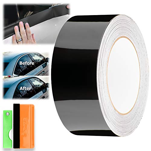 Ezautowrap 2 Inches X 25 Feet Gloss Black Vinyl Wrap Kit For Black Out Chrome Remove Window Trim Door Trim With Tool Kit