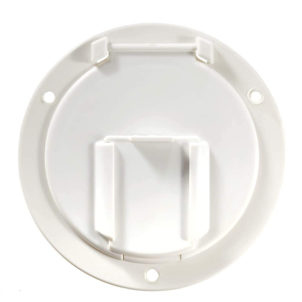Rv Designer B130, Round Electrical Cable Hatch, Low Profile, 4.6 Inch Diameter, Polar White