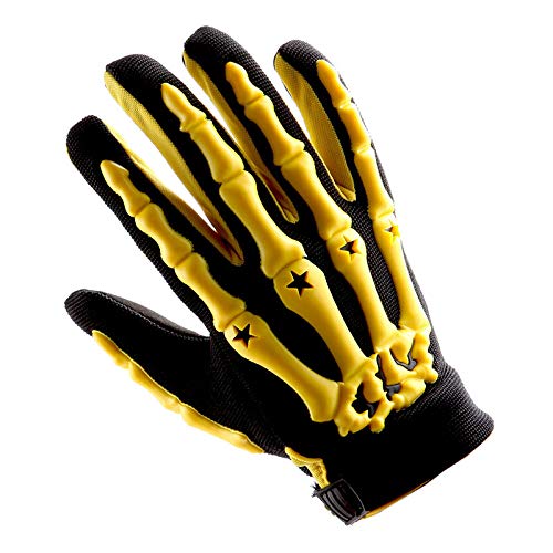 1Storm Youth Motocross Gloves Motorcycle Bmx Mx Atv Dirt Bike Bicycle Skeleton Cycling Kids Gloves Yellow