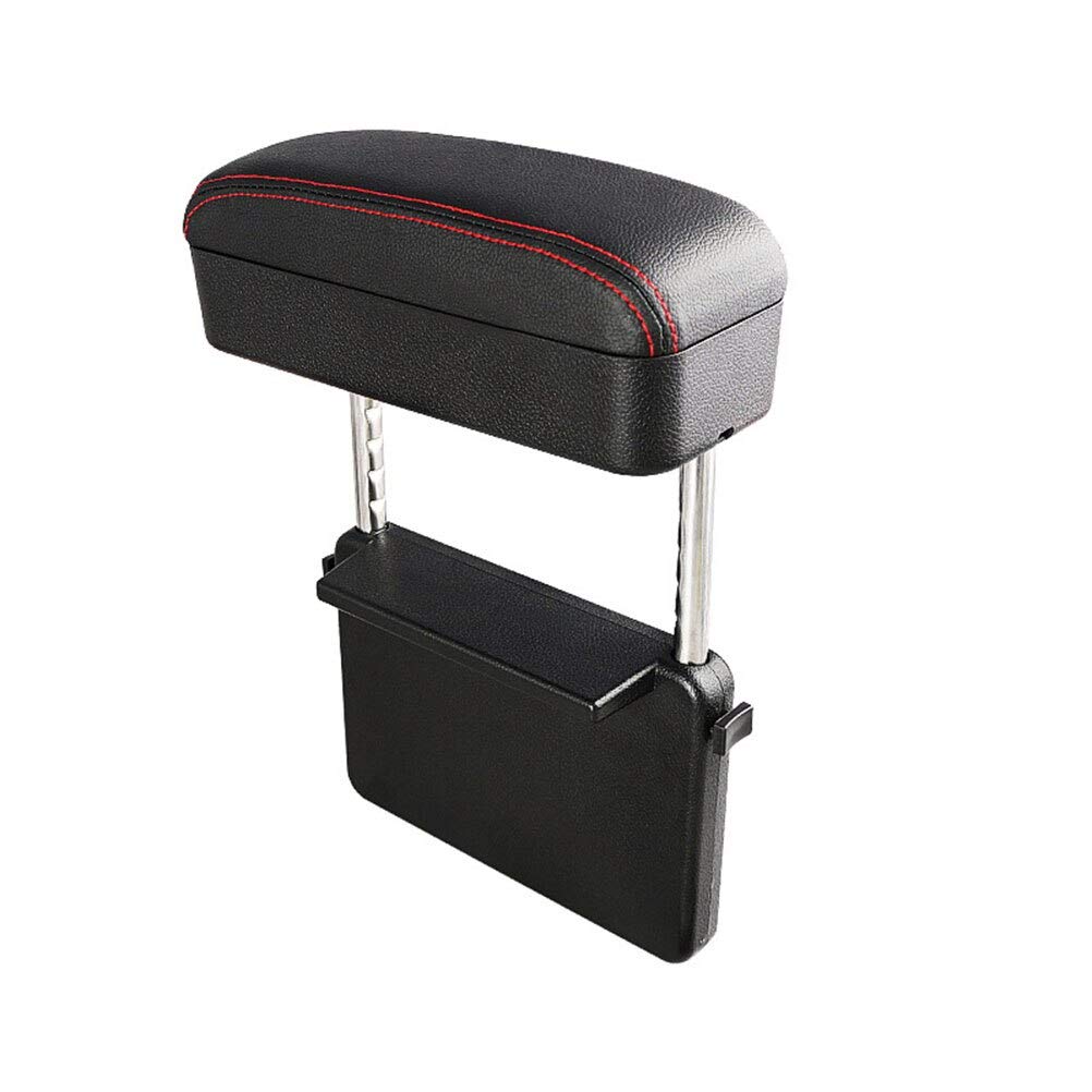 Jeyoda Car Armrest Box Adjustable Pad Refit Car Central Lift Armres Storage Organizer Box Arm Rest (Black Red Line)