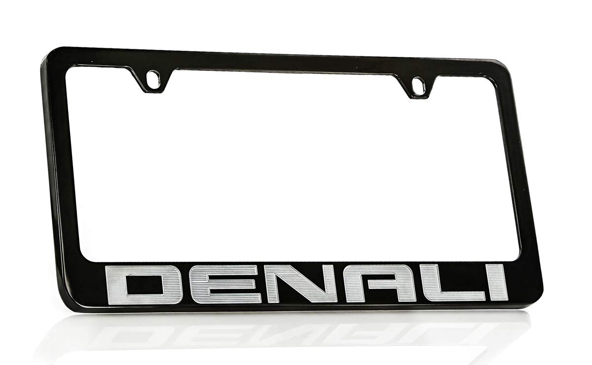 Gmc Denali Black Coated Metal License Plate Frame Holder