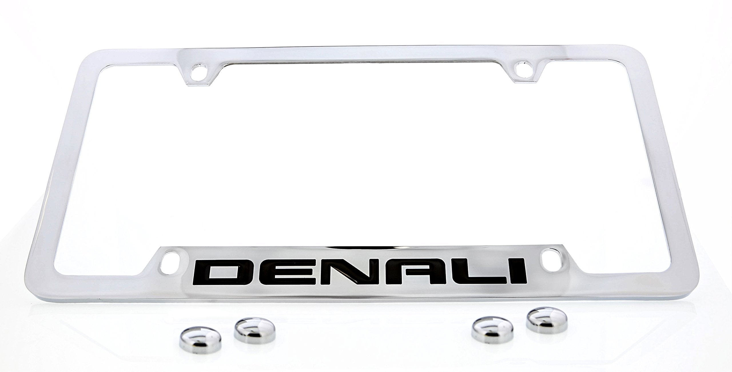 License Frame Inc. Gmc Denali License Plate Frame Holder (4 Hole/Brass, Chrome/Bottom)