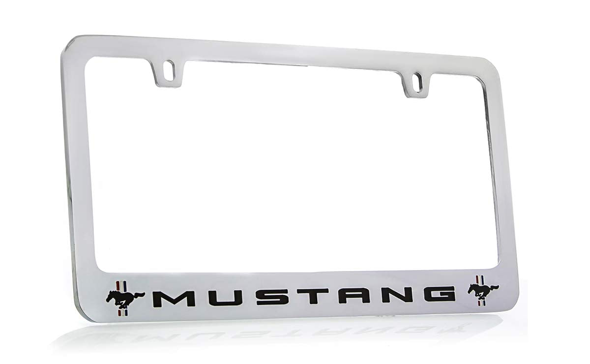 Ford Mustang Pony Chrome Plated Metal License Plate Frame Holder