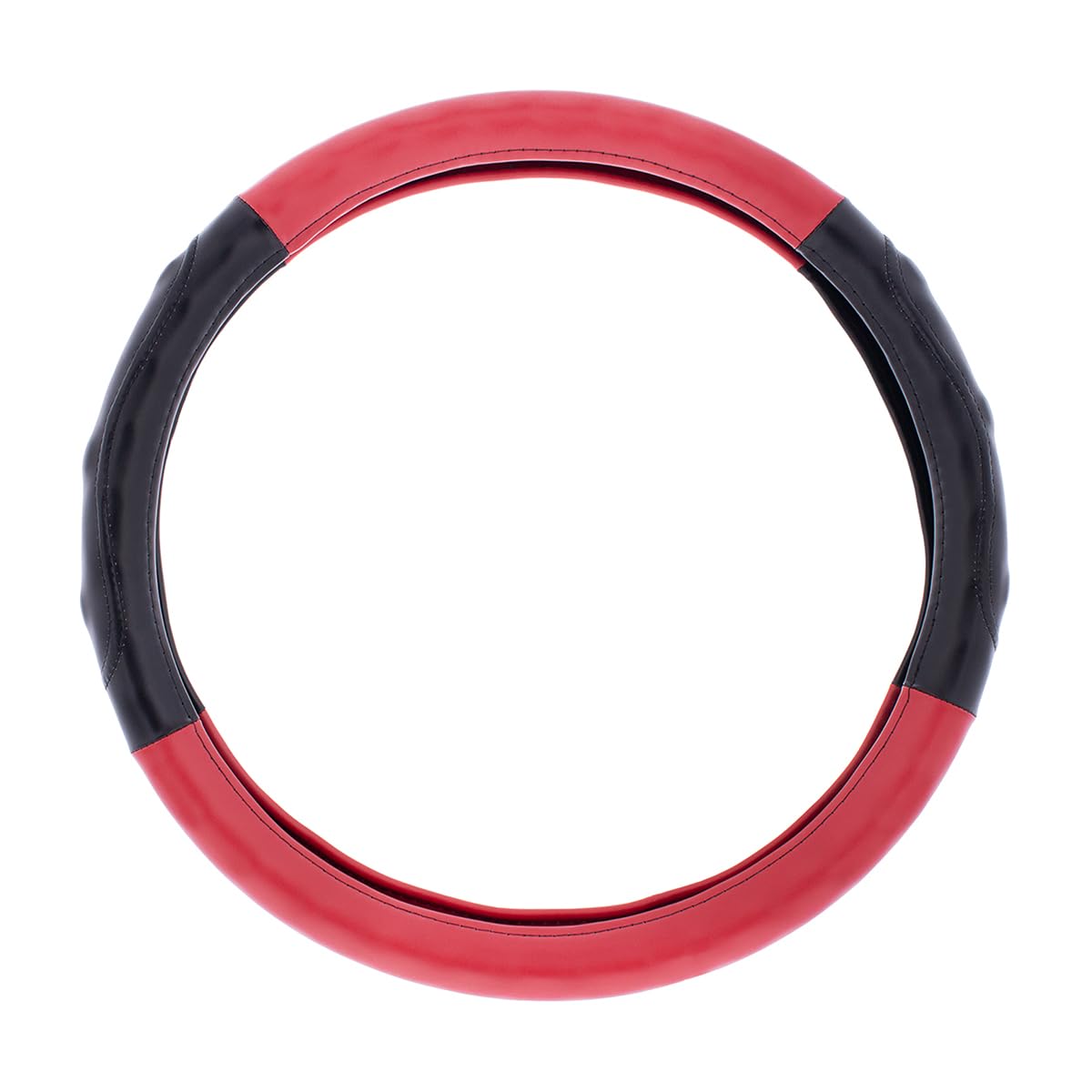 United Pacific 70406 18 Two Tone Steering Wheel Cover, Engineered Leather Construction, Euro Style, Large Grip – One Steering Wheel Cover – Black & Red