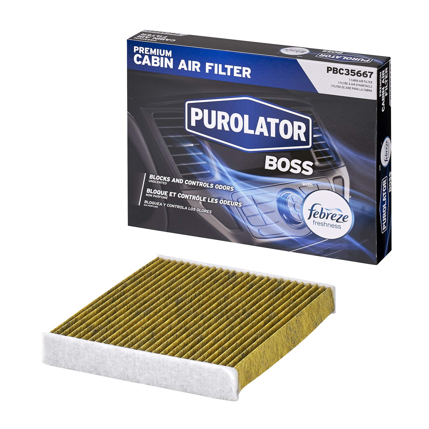 Purolator Pbc35667 Purolatorboss Automotive Cabin Air Filter With Febreze & Activated Carbon, Car & Truck Passenger Compartment Oem Filter Replacement For Toyota Rav4, Camry, Corolla And More