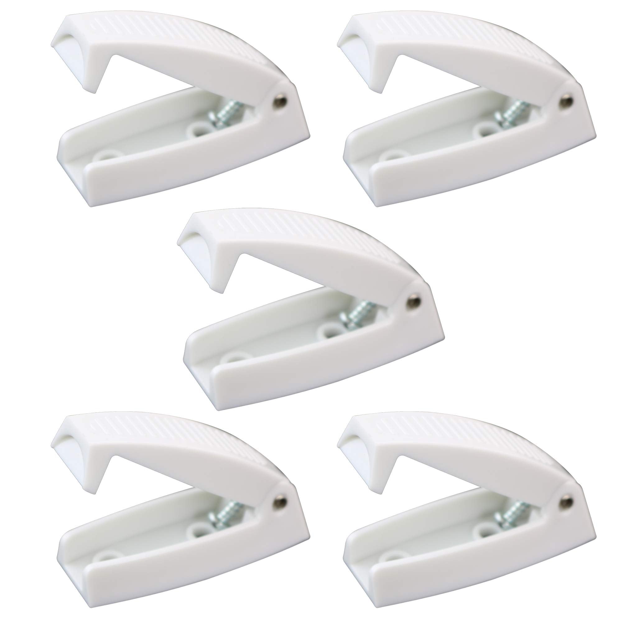 Leisure Coachworks 5 Pack White - Baggage Door Catch - Clip - Holder - For Rv, Trailer, Camper, Motor Home Baggage Doors (5-Pack, White)