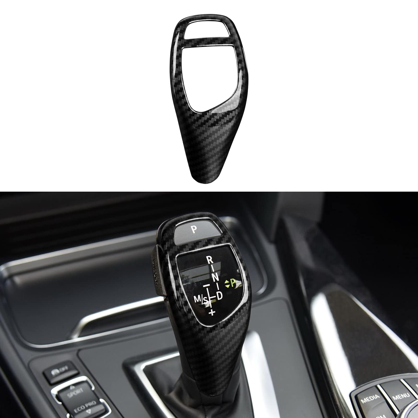 Hengyueshang Car Sticker Decals Gear Shift Knob Cover Carbon Color Abs Trim Fits For Bmw F20 F21 F22 F30 F31 F32 F33 F34 F35 F36 F07 F10 F12 F15 F16 F25 F26 Accessories (Style B)