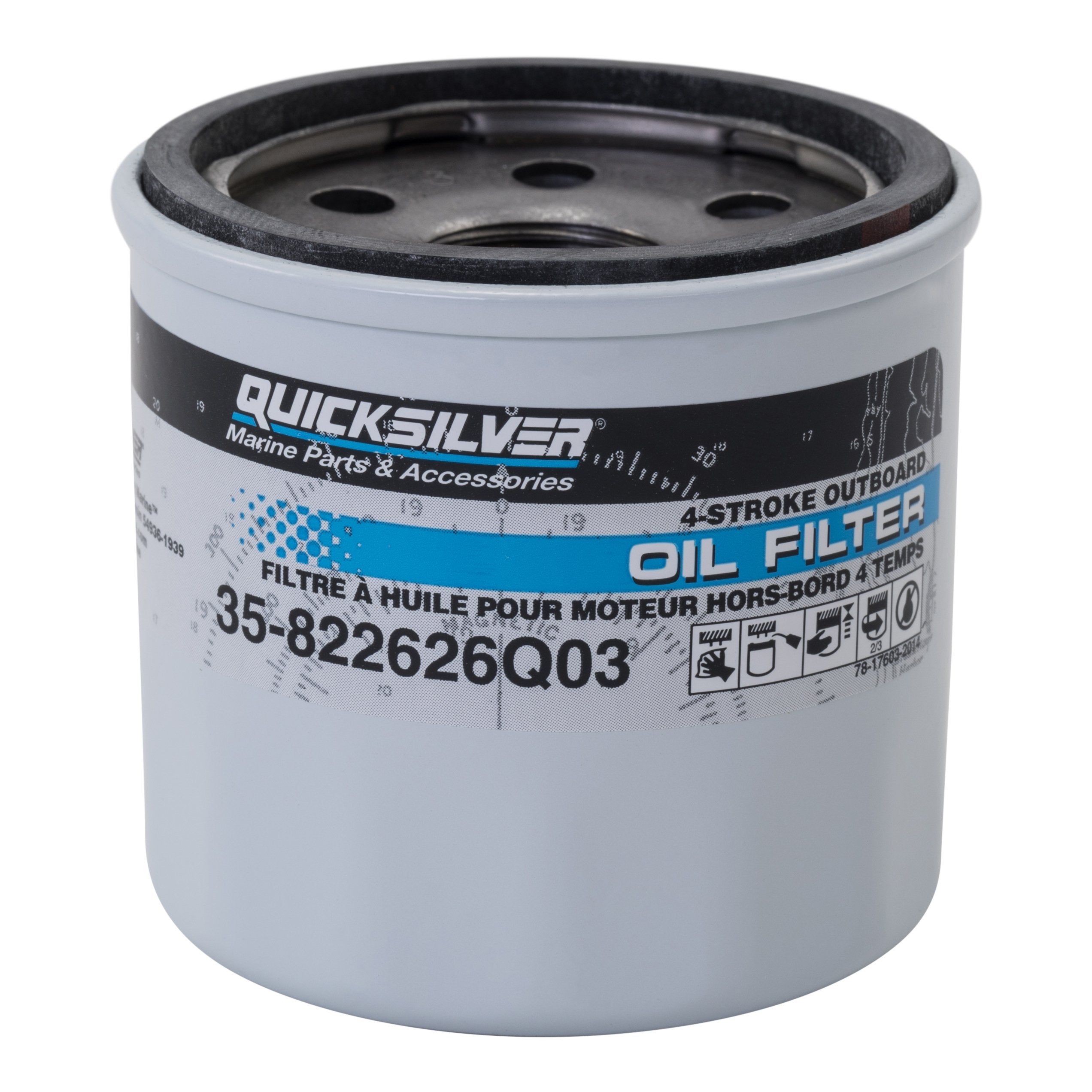 Quicksilver 822626Q03 Oil Filter For Select Mercury And Mariner 4-Stroke 8-30 Hp Outboards