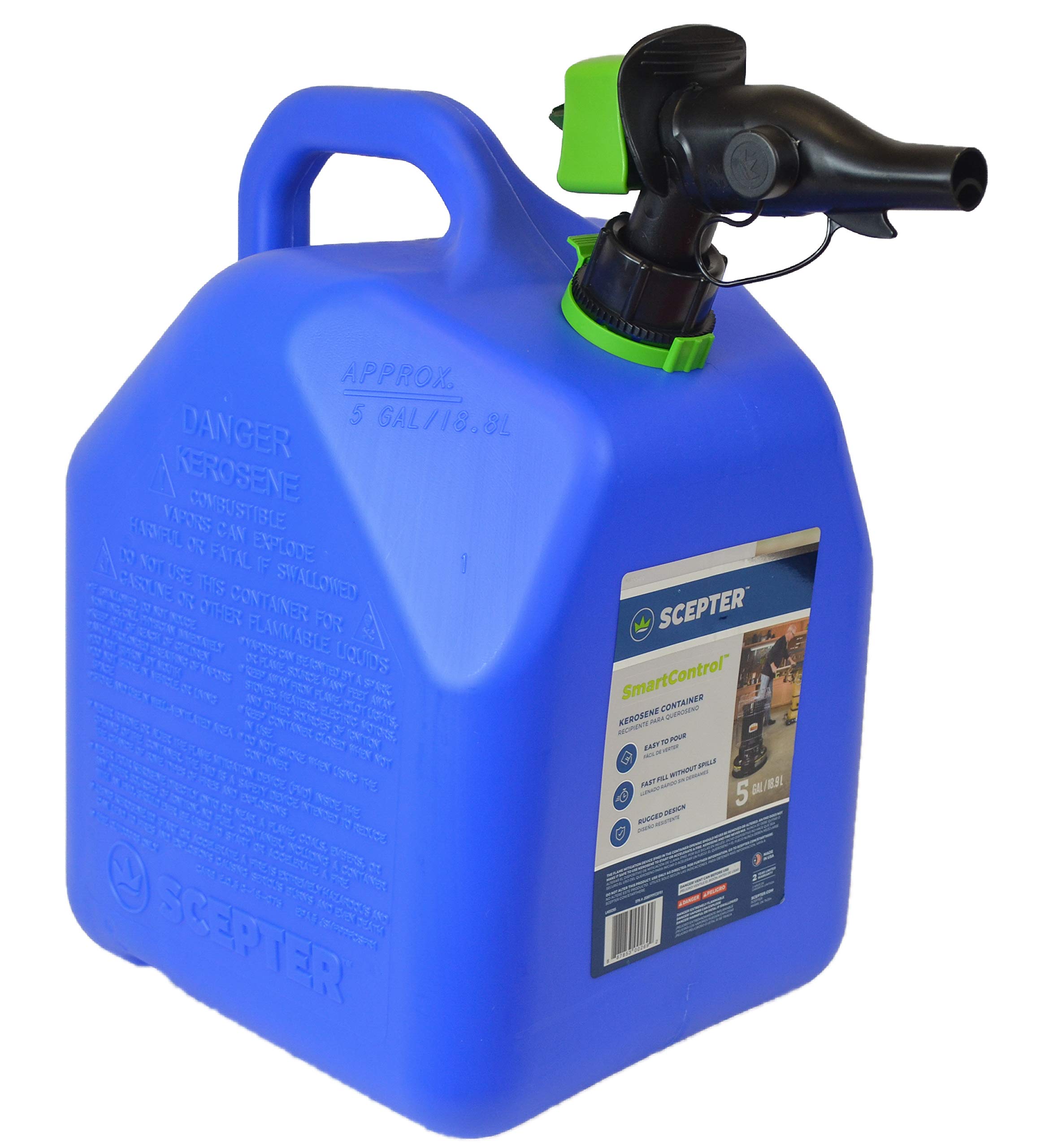 Scepter Fr1K501 Smartcontrol Kerosene Can, 5 Gallon, Blue, 11.5 X 9.9 X 16.75