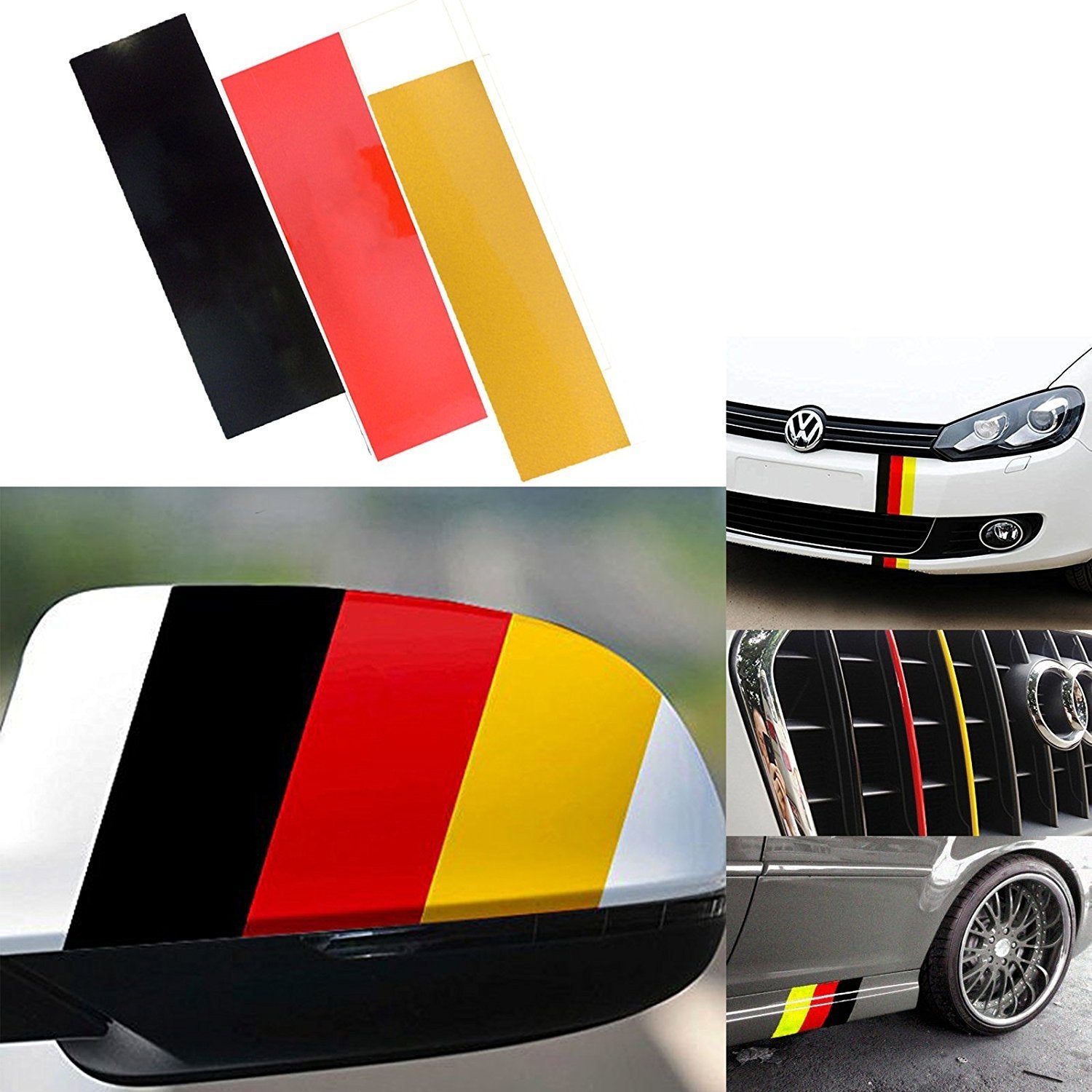Xotic Tech 9.8 Euro Germany Flag Color Stripe Decal Sticker For Car Hood Bumper Side Mirror Exterior Interior Decoration