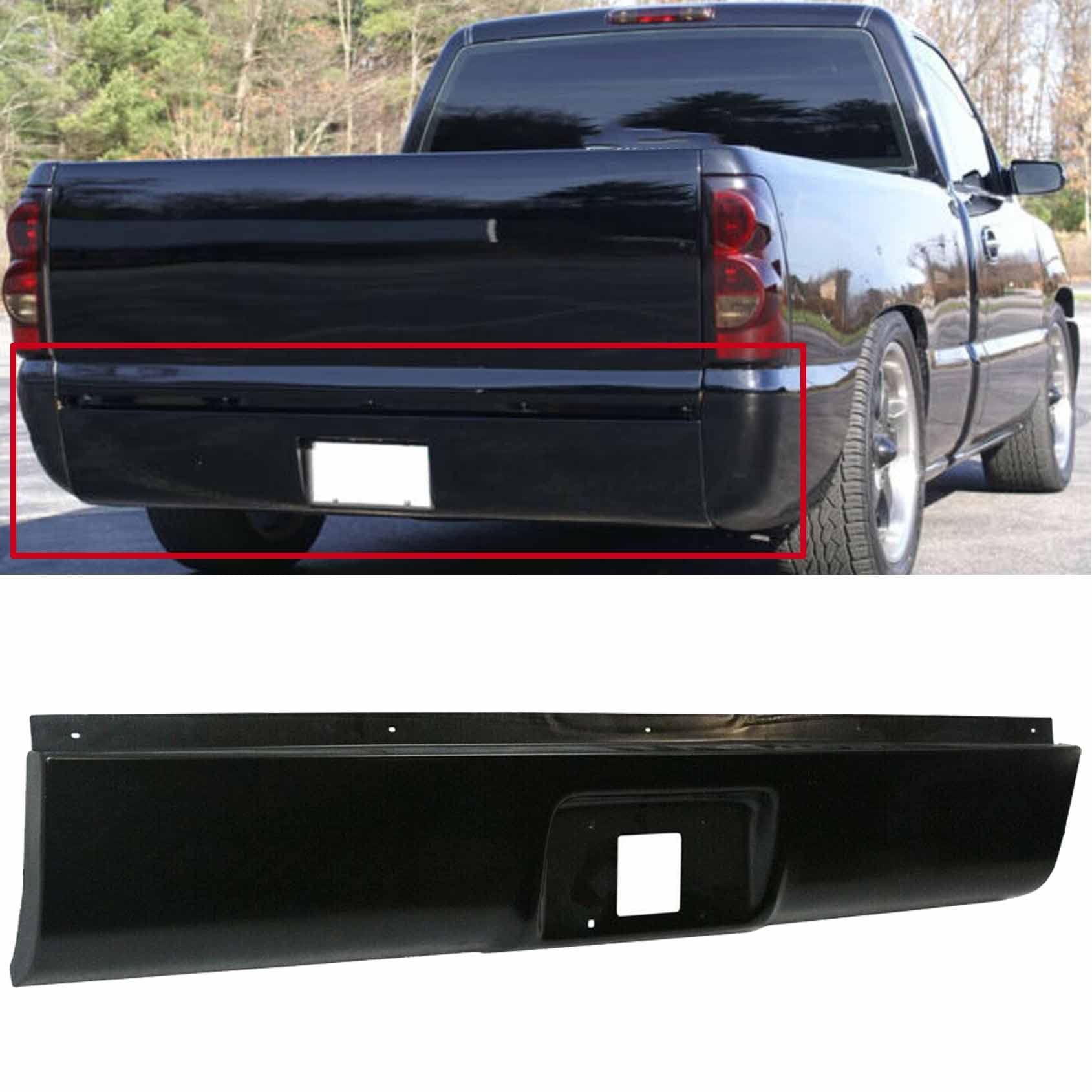Antuko Rear Bumper Roll Pan Steel With License Plate Light Replacement For 1999-2007 Silverado/Sierra