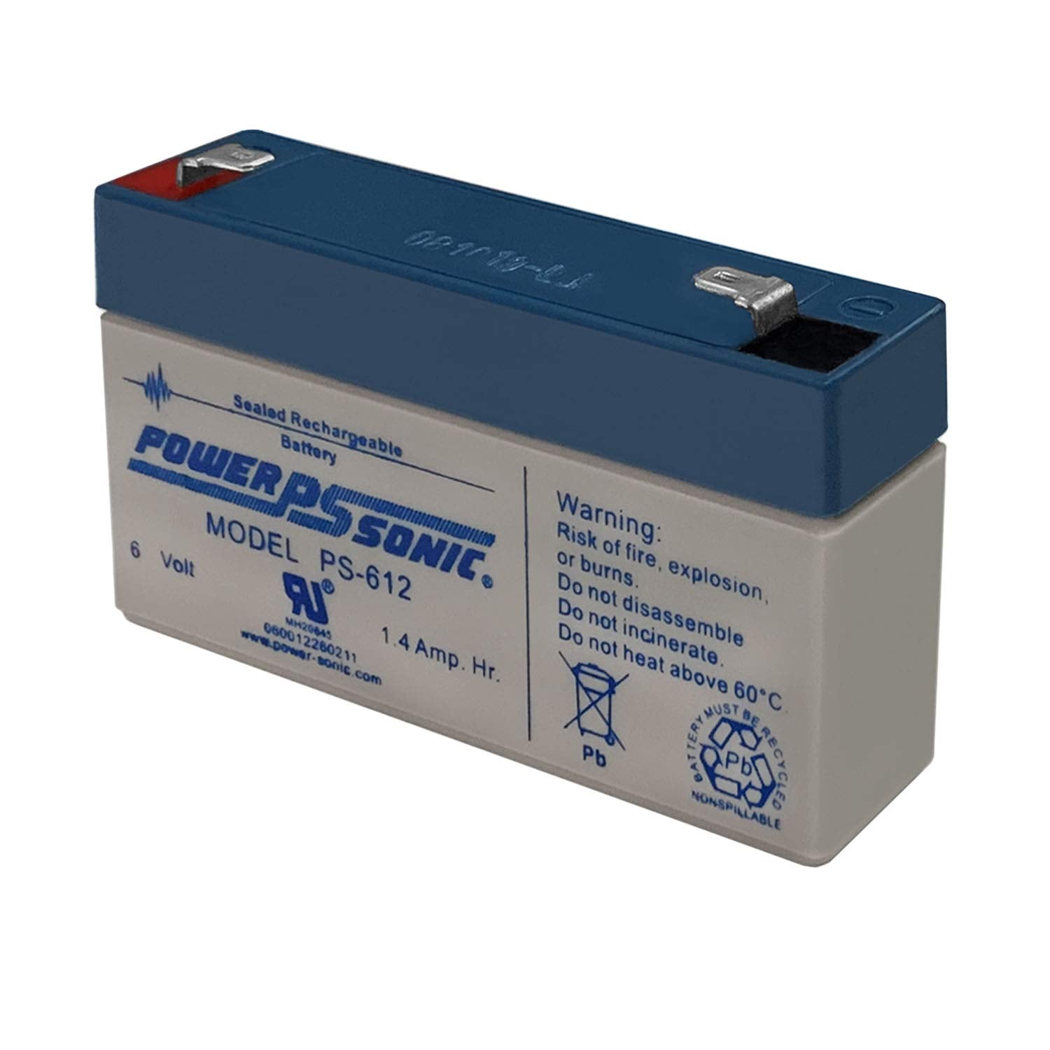 Power Sonic Ps-612 6 Volt 1.4Ah Rechargeable Sealed Lead Acid Battery