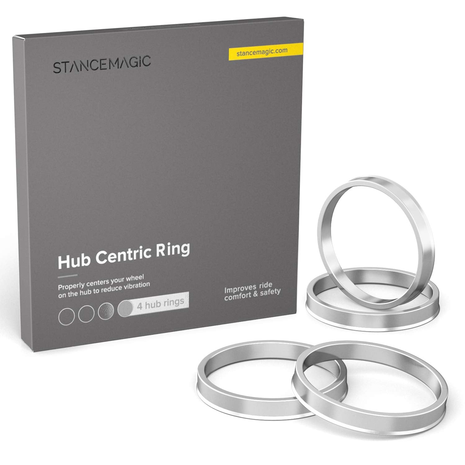 Hubcentric Rings (Pack Of 4) - 95.1Mm Id To 106.1Mm Od - Silver Aluminum Hubrings - Only Works On 95.1Mm Vehicle Hubs And 106.1Mm Wheel Centerbore