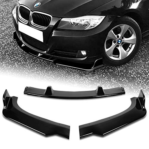 Q1-Tech Front Bumper Lip Fit For Compatible With 2009-2012 Bmw E90 Sedan 3-Series 328I 325I 335D, Front Bumper Lip Spoiler Air Chin Body Kit Splitter Painted Glossy Black Abs, 2010 2011