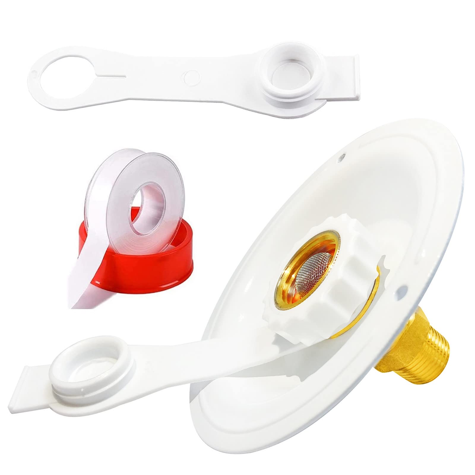 Rv City Water Inlet With Check Valve, Rv Water Fill Inlet Connection With 3/4 Nh Female To 1/2 Npt Male Lead-Free Brass City Water Inlet Flange For Rv, Rv Water Inlet Replacement