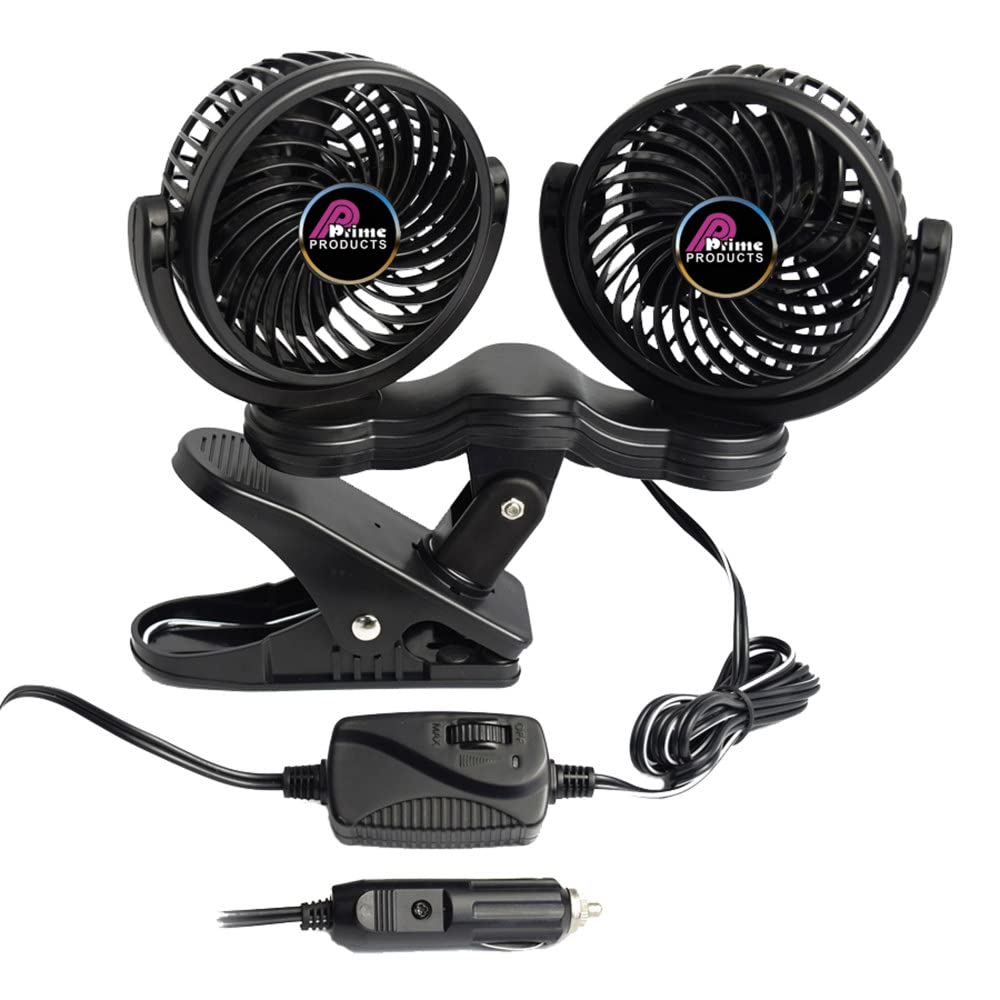 Prime Products 12V Dual Head Clip-On Fan