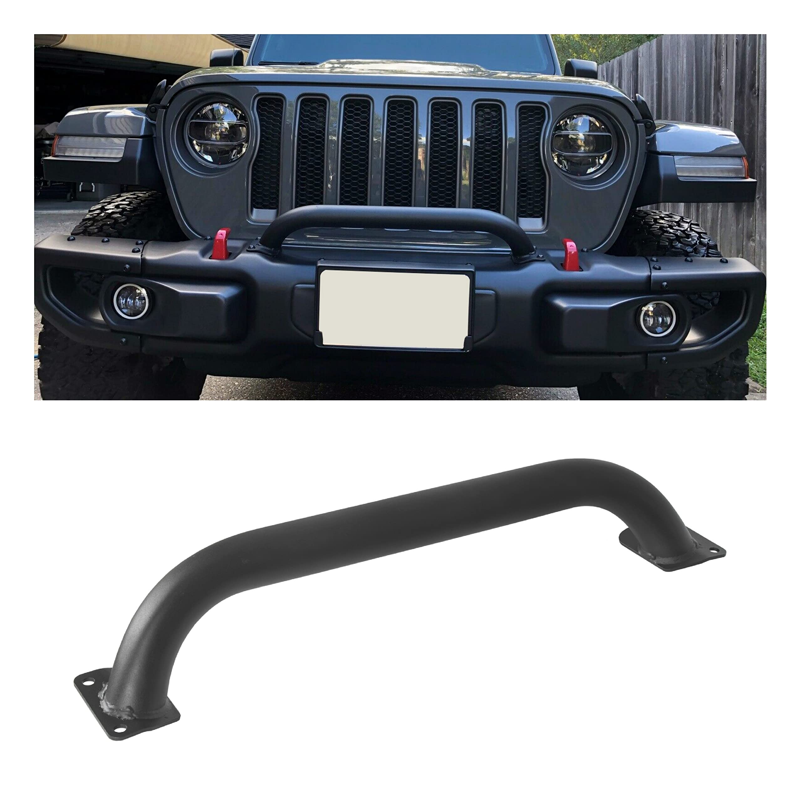 Kuafu Grille Winch Brush Guard Compatible With 2018-2023 Jeep Wrangler Jl 2020-2023 Jeep Gladiator Jt 82215351 Rubicon Brush Guard Front Bumper Grill Grille Guard Protector Brush Push Bar Steel