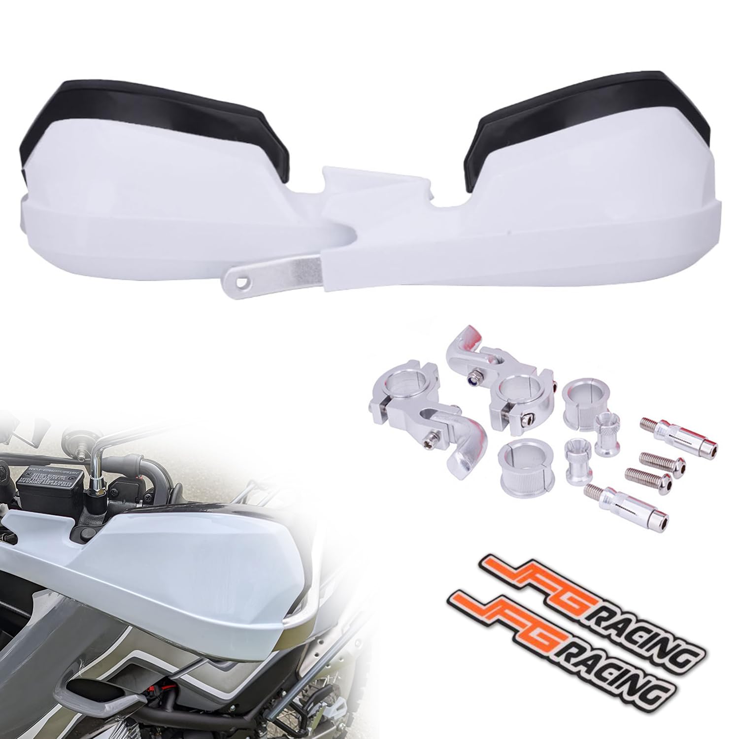 Jfg Racing Handguards,Motorcycle Hand Guards Universal For 7/8 22Mm And 1 1/8 28Mm Handlebar For Dirt Pit Bike Motocross Enduro Snowmobile Yz Klr Crf Tw Ttr Drz 125 150 200 250 350 450 - White