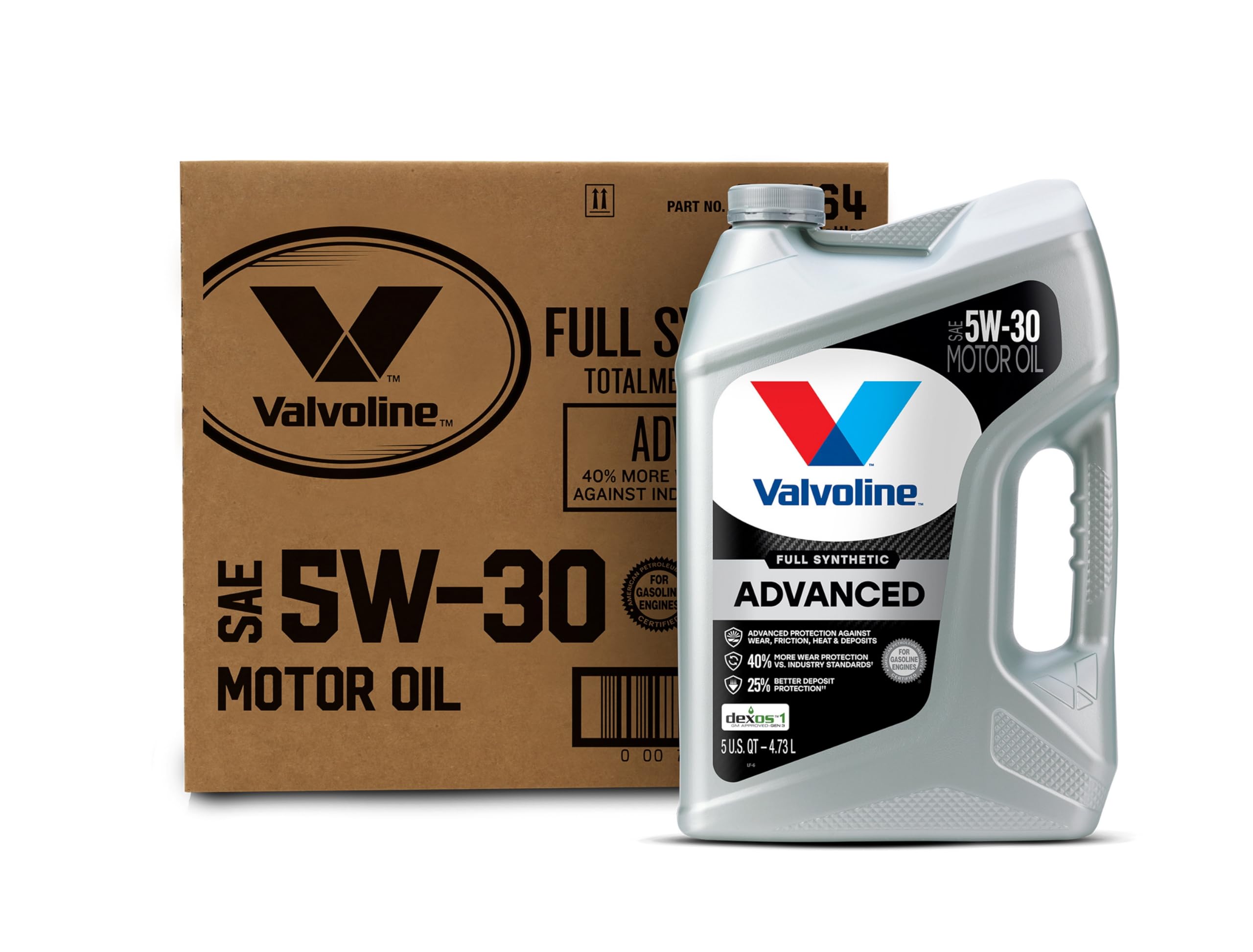 Valvoline Advanced Full Synthetic Sae 5W-30 Motor Oil 5 Qt, Case Of 3