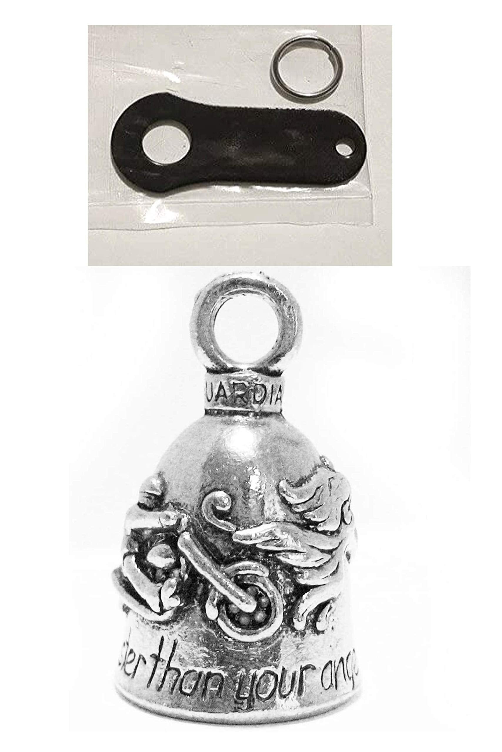 Guardian Bell Guardian Angel Motorcycle Bell Bike Accessory With Black Bell Hanger - Never Ride Faster Than Your Angel Can Fly