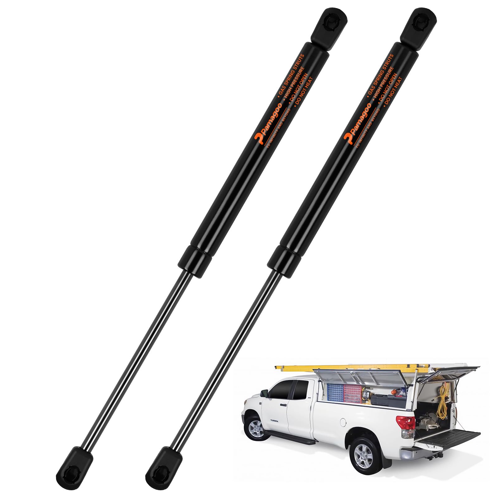Pamagoo C16-06389 14 Inch Gas Strut 24 Lb 107 N Per Prop, Gas Spring Shock Lift Support For Leer Camper Shell Shock Truck Topper Rear Window Weatherguard Tool Box Cabinet Lid(2 Pack)