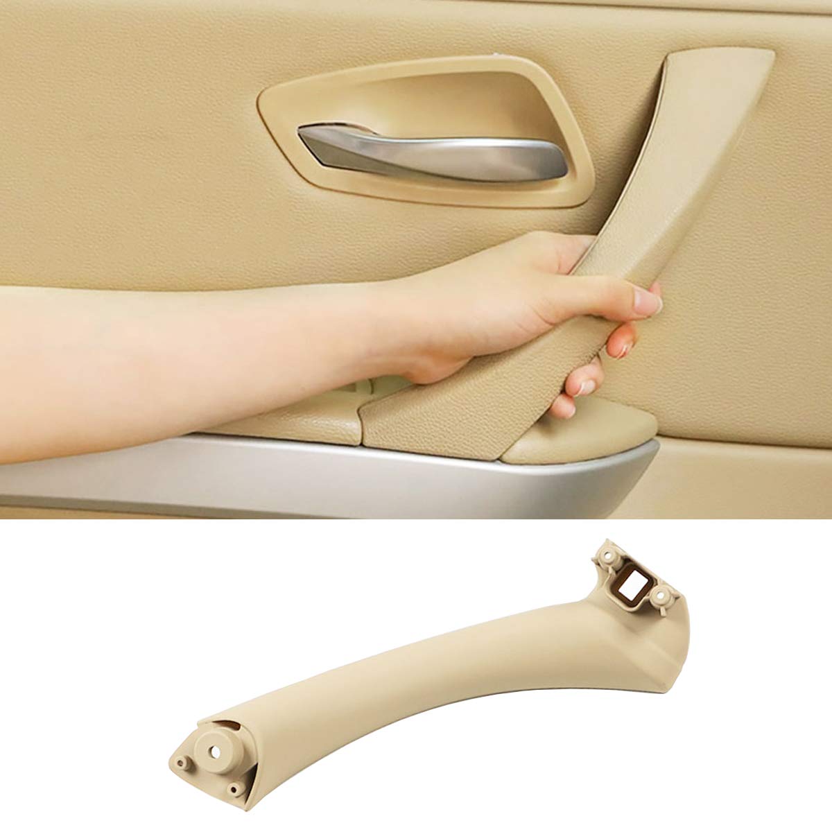 Jaronx Left Side Door Pull Handle For Bmw 3 Series E90/E91, Left Rear Door Handle Inner Part Door Support Bracket Door Panel Handle (Fits:Bmw 323 325 328 330 335 2004-2012)(Beige)