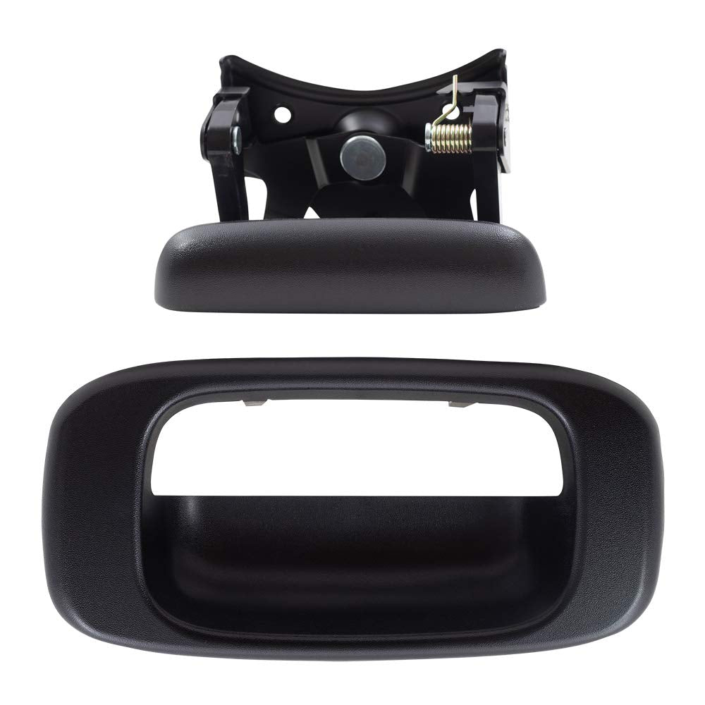 Brock Replacement 2-Piece Set Tailgate Liftgate Handle With Trim Bezel Compatible With 99-06 Silverado Sierra Pickup Truck 15997911 15228539