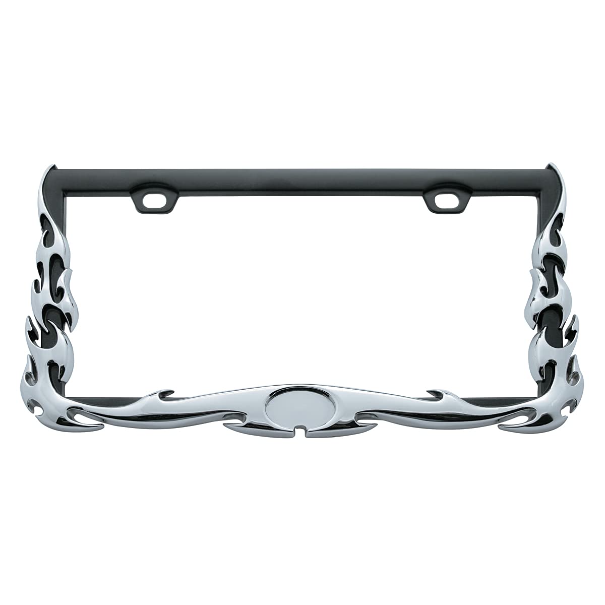 Chrome Flame Accented License Plate Frame