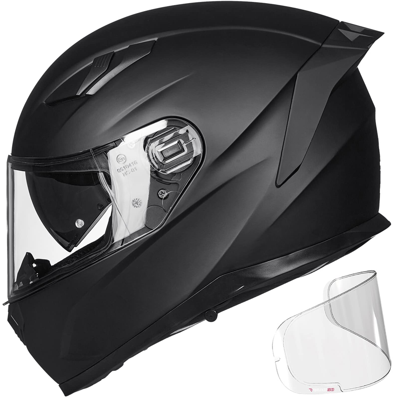 ILM Full Face Motorcycle Helmet, Anti-Fog Pinlock, Heated Shield, Matte Black, Small, DOT Certified for Men & Women - Model-129