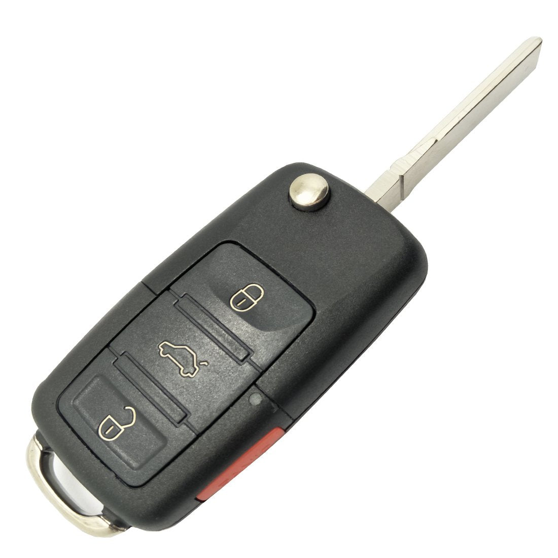 Arruweer Black Replacement Key Fob Shell Case for VW Jetta, Passat, Golf, Beetle, Rabbit, GTI, CC, EOS - 4 Buttons Keyless Entry with Uncut