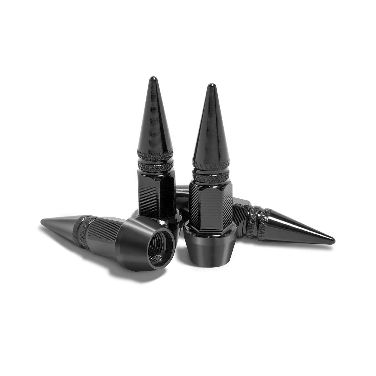 Car Tire Valve Stem Cap, 4 Pack Airtight Rustproof Unique Shape Design Valve Stem Caps Universal For Most Cars, Bicycles, Motorcycles, Suvs, Cool Car Accessories For Men Women (Black/60Mm)