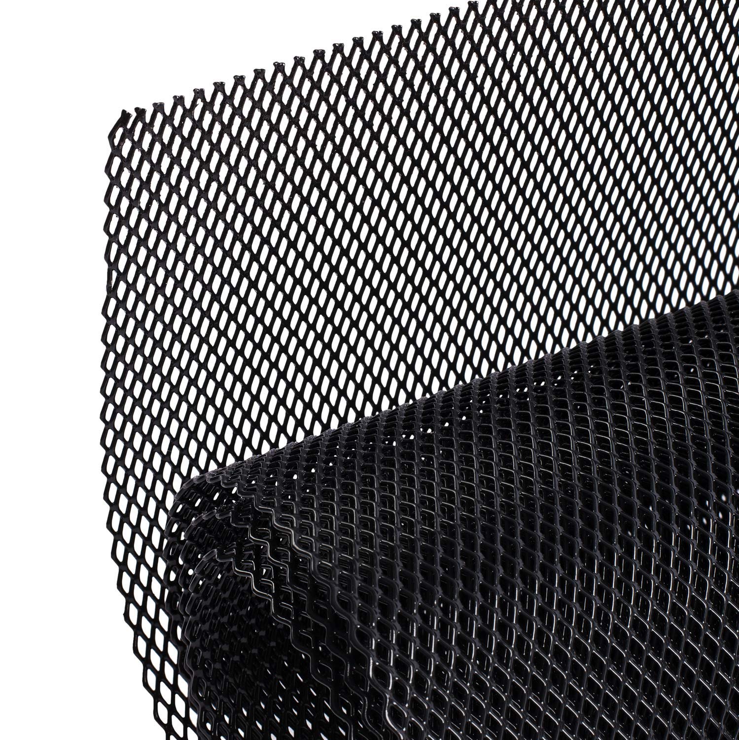 Aggauto Universal 40X13 Car Grill Mesh - 100X33Cm Aluminum Alloy Automotive Grille Insert Bumper 3X6Mm Rhombic Hole, One Of The Most Multifunctional Shape Grids Black