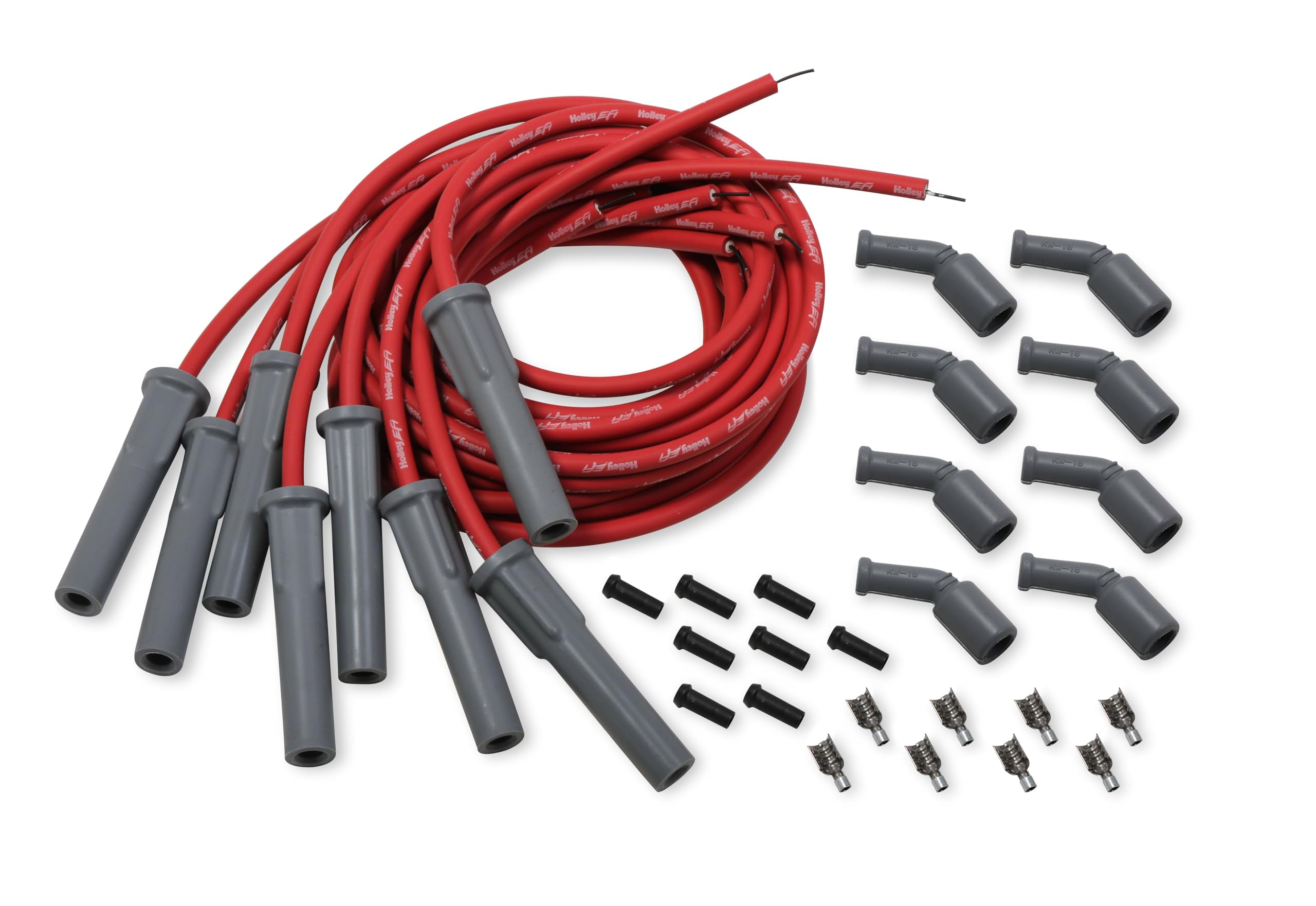 Holley Efi 561-112 Ls Spark Plug Wire Set - Cut To Fit - Red With Gray 135 Degree Boots
