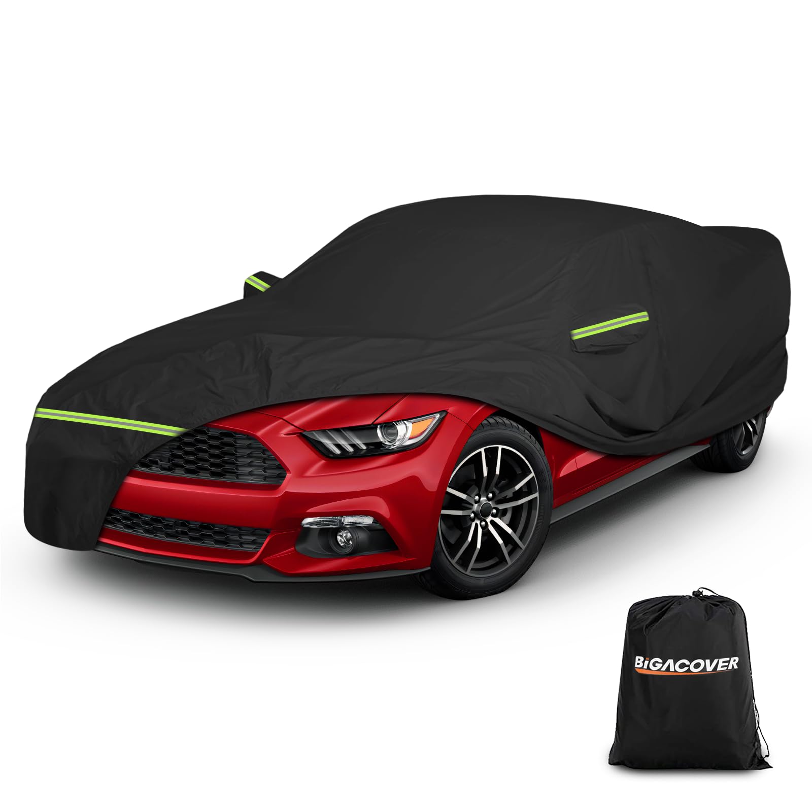 For Mustang Full Car Cover Waterproof All Weather, Outdoor Car Covers With Soft Cotton Lining Windproof Heavy Duty Protection Compatible With 1994-2023 Mustang Gt/Shelby/Cobra/Bullitt/Ecoboost