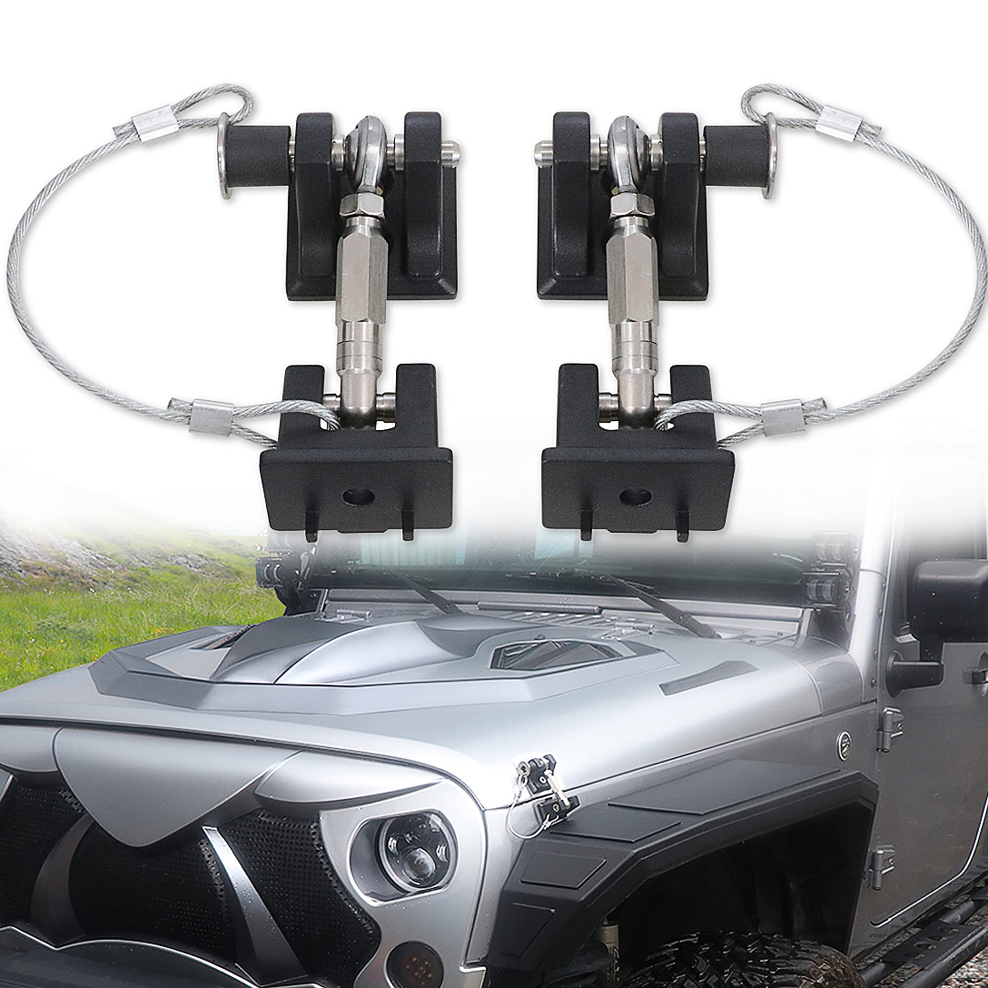 Sukemichi Jk Hood Latches For Jeep, Locking Hood Latch For Jeep Wrangler Jk Unlimited Sahara 2007-2018, Eliminate Hood Flutter, Aluminum, 1 Pair