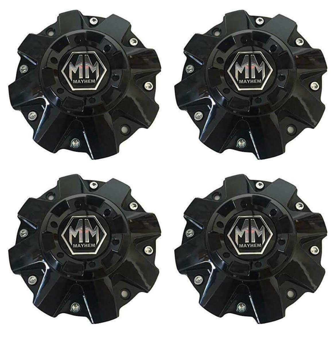 4 Pcs Black Mm Mayhem Wheel Center Hub Cap #C108040B01 8040 81222090F-1 806801-1Cap C108040B01 (Glossy Black)