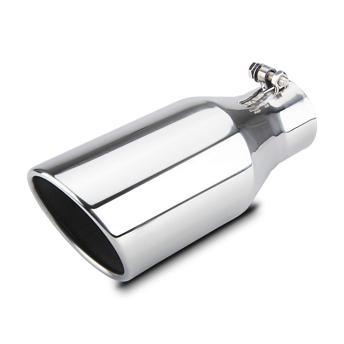 LCGP Stainless Steel Polished Exhaust Tip - 3 Inlet, 5 Outlet, 12 Length, Bolt On Tail Pipe for Enhanced Performance