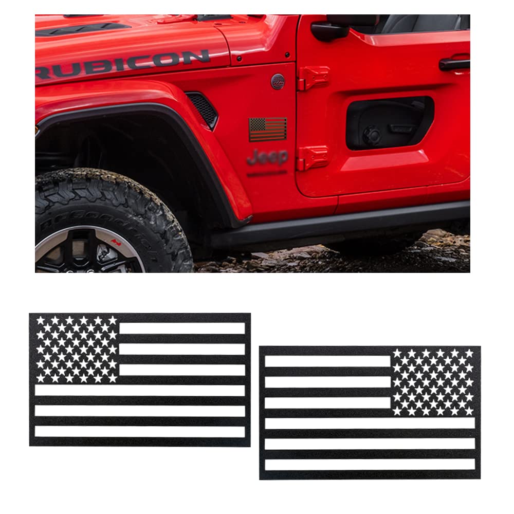 Vagurfo 1 Pair American Flag Metal Car Sticker,Universal Car Stickers Metal American Flag Emblem Sticker Decal,Auto Bumper 3D Us Stickers Decal Accessories (Cut Out 1 Pair)
