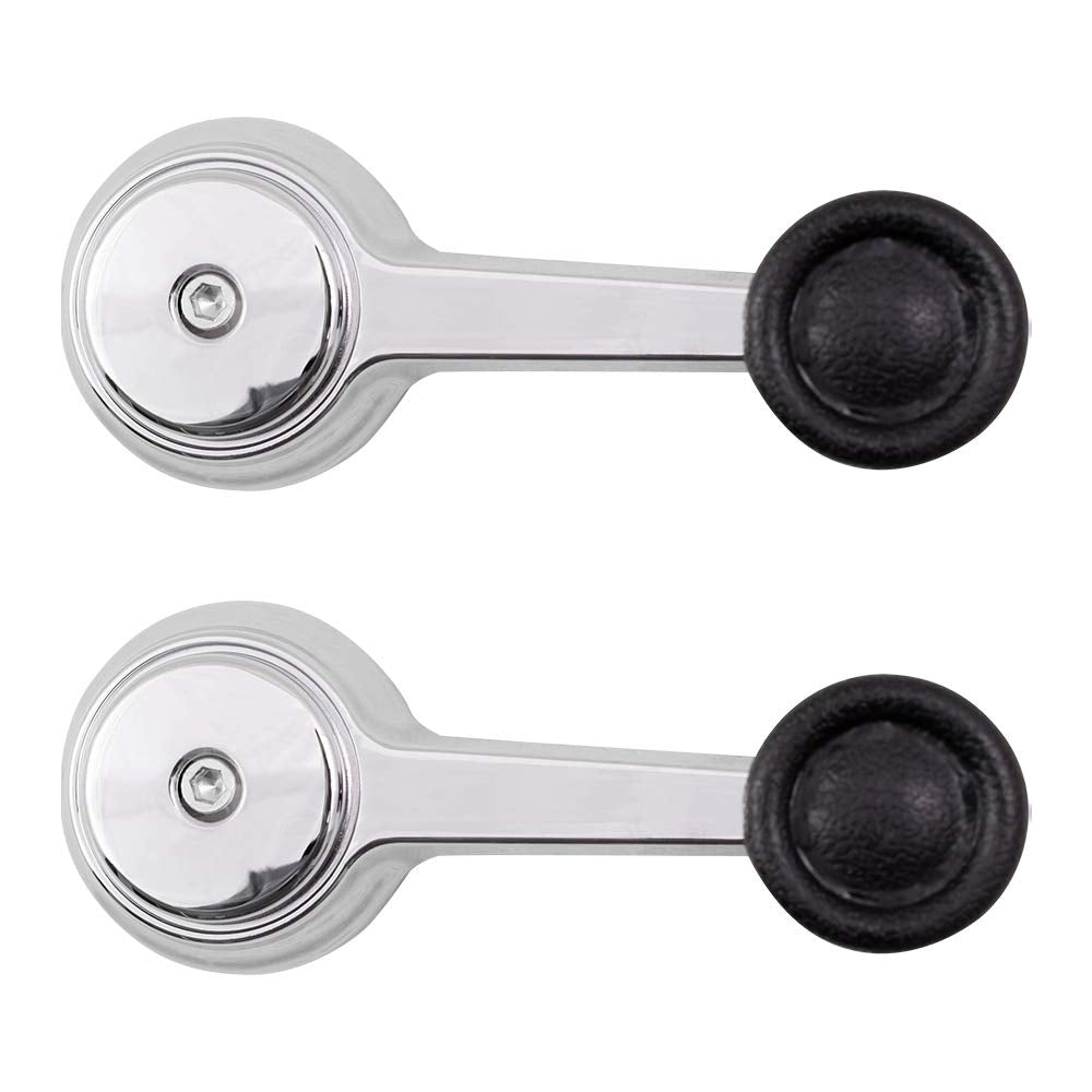 Brock Replacement Pair Set Manual Window Crank Handles Chrome With Black Knobs Compatible With Suv Pickup Truck 35025098 5Ab84Lx9