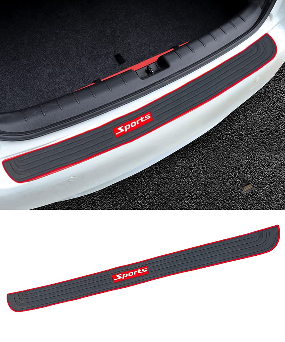 Pincuttee Rear Bumper Protector Guard For Car,Universal Black Rubber Scratch,Resistant Trunk Door Entry Guards,Accessorie Trim Cover Universal(1 Pack,Red Sport