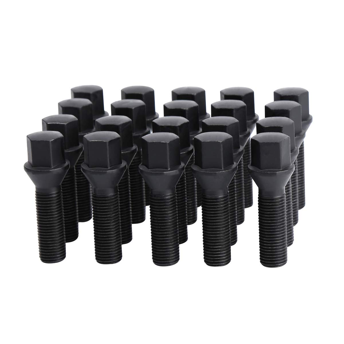 Dynofit M14X1.5 Extended 20Pcs Lug Bolts For Wheel Spacers, 40Mm Shank Conical Seat Et Lug Studs For 2003-10 X3(E83), 00-05 X5(E53), 02-08 7 Series(E6X) Solid Lugbolts